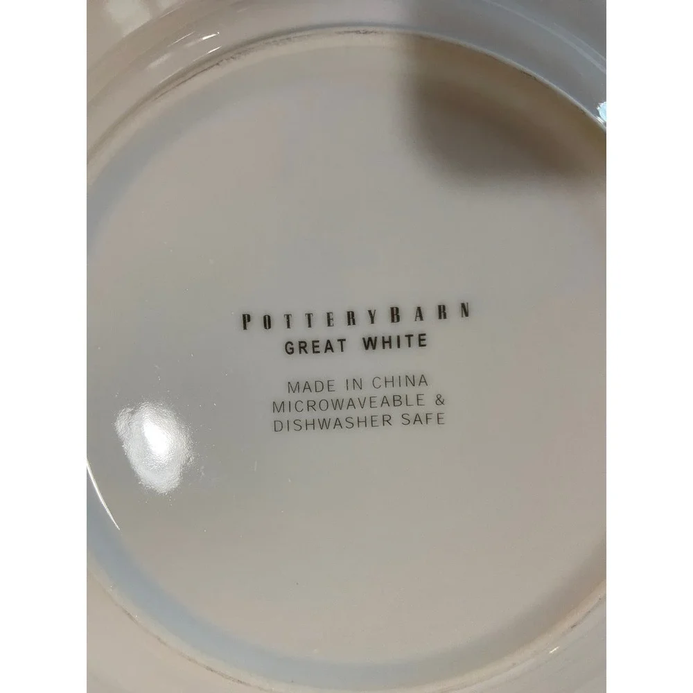 Pottery Barn Great White Salad Plates Set of 4 White Stoneware 8.25 Inch Rimmed